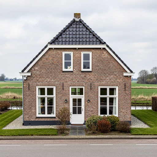 Vrijstaande woning in Druten met nieuwe witte kunststof kozijnen en rivierlandschap op achtergrond