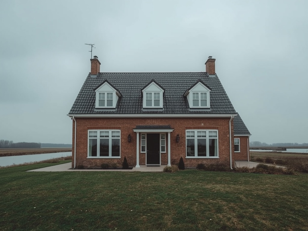 Vrijstaande woning in Beuningen met nieuwe witte kunststof kozijnen en rivierlandschap op de achtergrond
