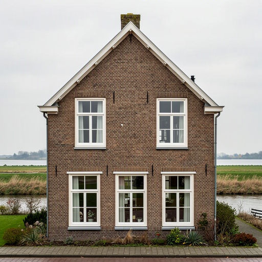 Vrijstaande woning in Neerijnen met nieuwe witte kunststof kozijnen en uiterwaardenlandschap op achtergrond