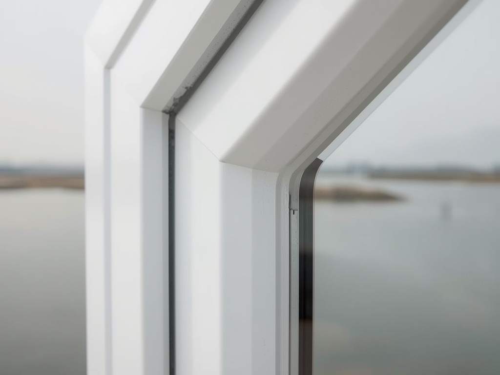 Close-up van wit kunststof kozijn met HR-glas in Buren