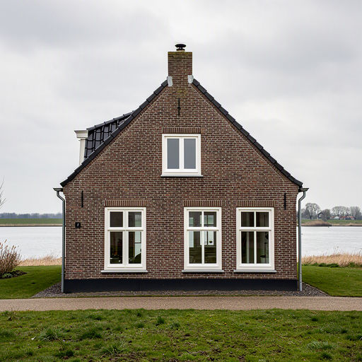 Vrijstaande woning in Zaltbommel met nieuwe witte kunststof kozijnen en de Waal op de achtergrond