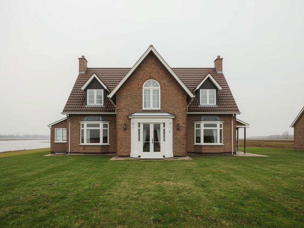 Vrijstaande woning in Maasdriel met nieuwe witte kunststof kozijnen en uitzicht op de Maas op achtergrond