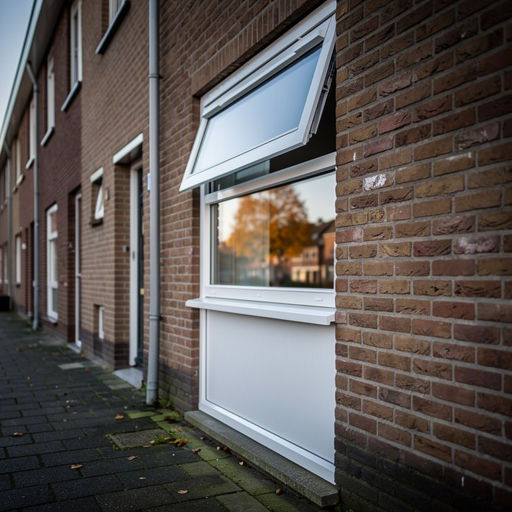 Witte kunststof draaikiepramen met HR++ glas in een rijtjeshuis