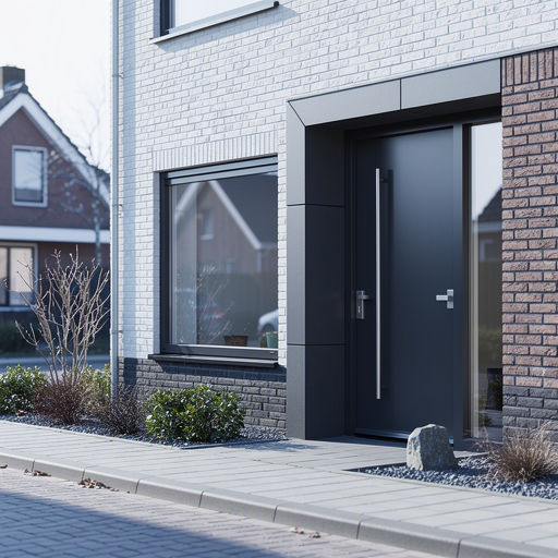 Moderne kunststof voordeur met glas en SKG-gecertificeerd beslag